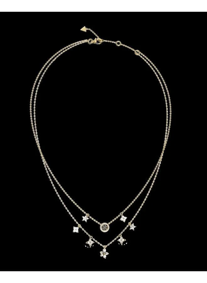 GUESS Two Rows Flowers Layered Necklace